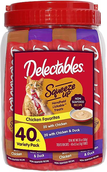 Hartz Delectables Squeeze Up Non-Seafood Chicken Variety Pack Lickable Cat Treats, 0.5-oz tube, 40 count