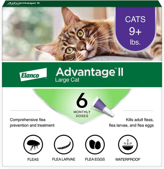 Advantage II Flea Spot Treatment for Cats, over 9 lbs, 6 Doses (6-mos. supply)